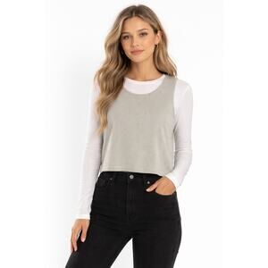 Galindo Shimmer Knit Cropped Tank Top Womens Sleeveless Layering Top